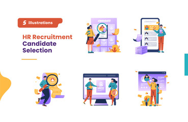 Wall Mural - job recruitment with candidate selection flat illustration set