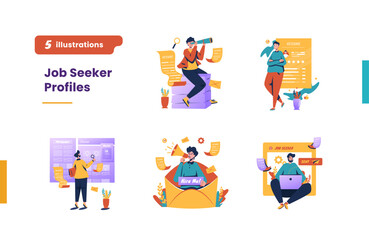 Wall Mural - job seeker candidate profile flat design bundle pack