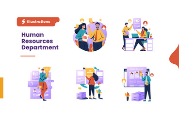 Wall Mural - human resources department flat design bundle pack