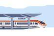 High speed intercity passenger train on the railway station. Vector illustration.