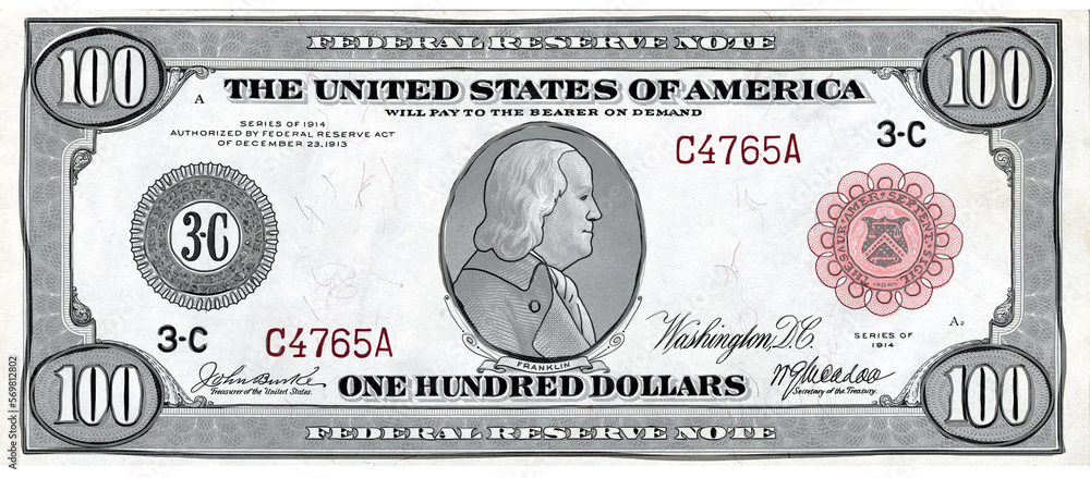 Cartoon hand drawn 100 dollar banknote Stock Illustration | Adobe Stock