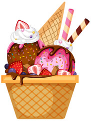 Sticker - Ice cream wafer bowl with toppings