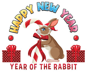 Wall Mural - Happy New Year 2023 with cute rabbit