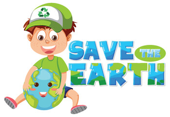 Wall Mural - Save the earth text for banner or poster design