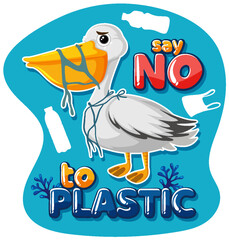 Wall Mural - Say no plastic logo banner design