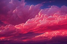 Red Sunset Clouds. Generative AI