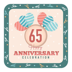 Wall Mural - 65 years anniversary logo with balloon design template vector design abstract 