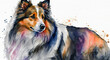 Shetland Sheepdog Watercolor Painting - Generative AI