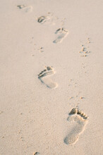 Footprints In Sand On The Beach, Koh Lipe, Thailand