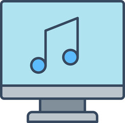 Poster - desktop computer and music note icon