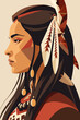 © Vibrands Studio - Native american indian woman with feathers in profile, vector illustration