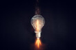 © tomertu - Light bulb over dark black background. Concept of creativity and innovation