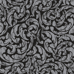 Wall Mural - Floral outline grey background