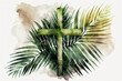 Palm sunday background. Cross and palm watercolor Generative AI