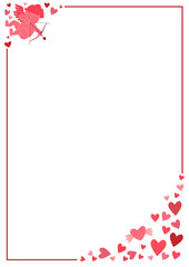 Wall Mural - frame with hearts and cupid shooting an arrow in vertical format to celebrate Valentine's Day