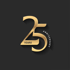 25th anniversary logotype number elegant shiny gold design