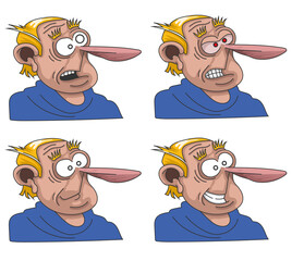 Wall Mural - Personnage blond avec diverses expressions et émotions sur le visage