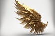 flying gold feather angel wings on a white background. Generative Ai