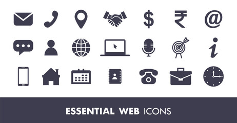 Wall Mural - flat essential web icon collection vector