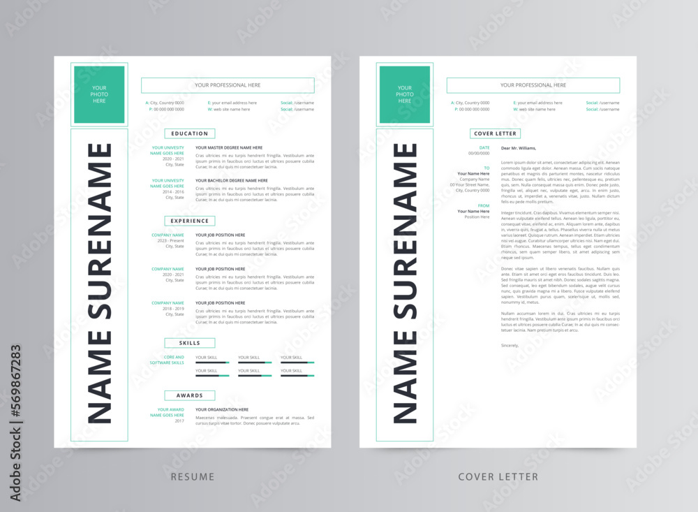 Resume Template, Professional Modern Resume Template, CV Template Stock ...