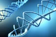 DNA helix on blue background - DNA – Nanotechnology – Illustration, digital art.