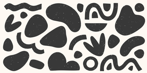 Wall Mural - Bundle of vector black and white hand drawn various organic shapes,doodles and textures.Trendy contemporary design perfect for prints,flyers,banners,fabriс,branding design,covers and more.