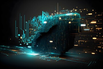 Futuristic data stream 3d illustration.