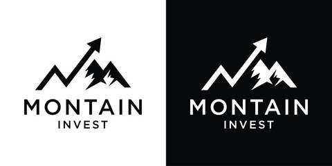 logo design creative mountain and arrow financial icon vector illustration