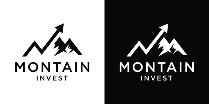 logo design creative mountain and arrow financial icon vector illustration