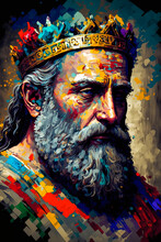 Abstract Art. Colorful Painting Portrait Art Of The Biblical King David. Christian Illustration. Generative AI.