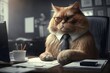 © Andrea Izzotti - business analyst financial advisor cat working job profession illustration generative ai