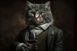 sommelier wine taster cat working job profession illustration generative ai