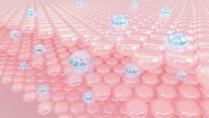 Wall Mural - cosmetic 3d rendering magic serum penetrates the skin's layers to tighten sagging skin cells. modern
