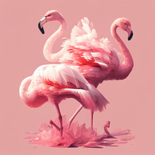 Flamingo Ballet Pink Background. Generative Ai