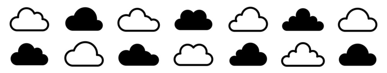 Wall Mural - cloud shapes collection. cloud drive storage or cumulus cloud. weather climate symbol. cloud technol