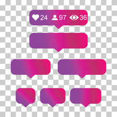 Set of Interface buttons for web design, social media icon symbol , vector illustration
