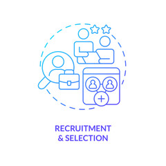 Requirement and selection blue gradient concept icon. Executive search. IT staffing process abstract idea thin line illustration. Isolated outline drawing. Myriad Pro-Bold font used