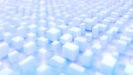 Wall Mural - tender sky blue 3d boxes random - abstract geometrical backdrop - loop video