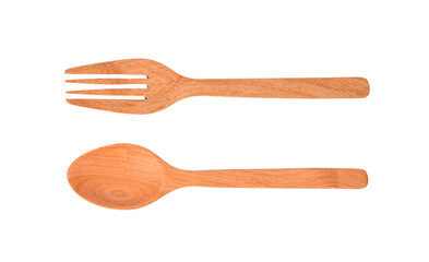 Wall Mural - Spoon and fork. Wooden spoon and fork on transparent png