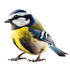 close-up portrait of a blue tit bird sitting gracefully, showcasing every detail of its colorful blu