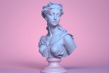 Sculpture Of An Abstract Greek Deity, Done In The  Pastel Background Colors. Generative AI.