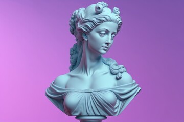 Wall Mural - Sculpture of an abstract greek deity, done in the  pastel background colors. Generative AI.