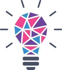 Sticker - Creative thinking logo. Color polygonal light bulb