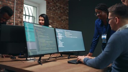web development and data engineering company, multiethnic team of men and women working together
