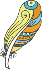 Sticker - Color feather. Decorativce bird wing patterned quill