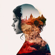 © ADDICTIVE STOCK - Generative AI illustration of Spanish woman and mountains with city