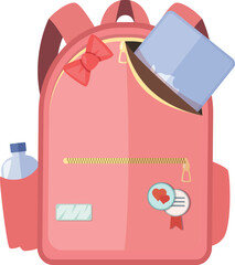 Wall Mural - Pink student backpack. Cartoon school bag icon