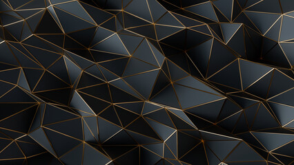 Wall Mural - Black and gold abstract background. Abstract background for presentation template. Parametric Low poly triangle.