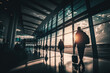 © VicenSanh - airport with people background, generative ai