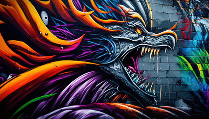 Wall Mural - Graffiti on the wall. Urban wallpaper. AI